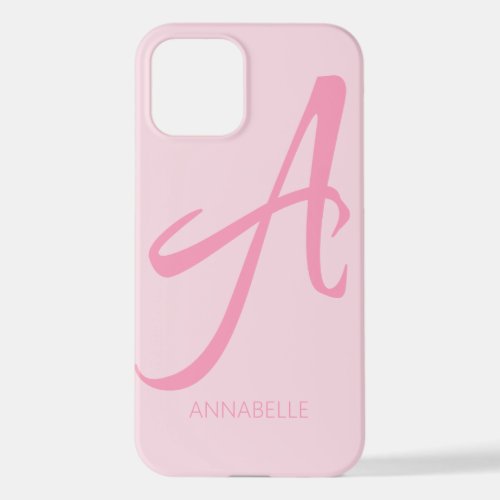 A Monogram Personalized Pink iPhone 12 Case