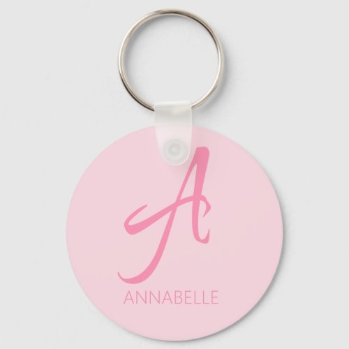 A Monogram Personalized Pink Keychain