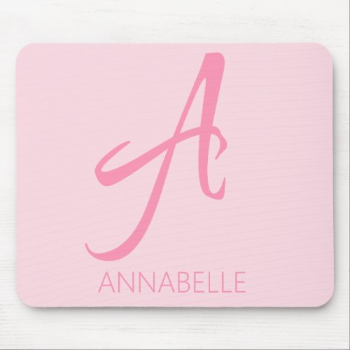 A Monogram Personalized Pink Mouse Pad