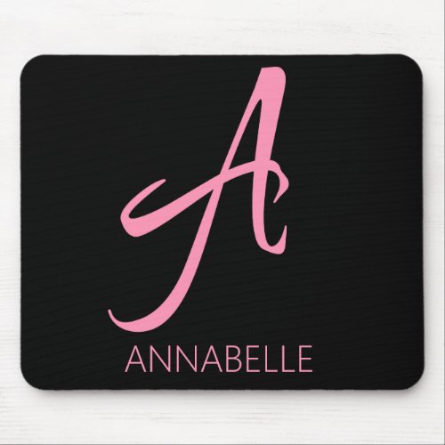 A Monogram Personalized Pink Mouse Pad