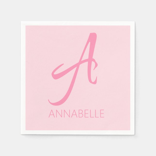 A Monogram Personalized Pink Napkins (Front)