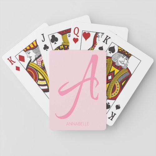 A Monogram Personalized Pink Playing Cards