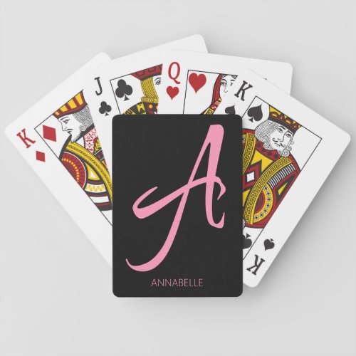 A Monogram Personalized Pink Playing Cards