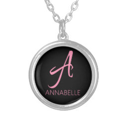 A Monogram Personalized Pink Silver Plated Necklace