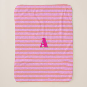 A Monogram Pink Stripe Sherpa Blanket