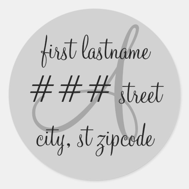 "A" monogram return address label - personalize (Front)