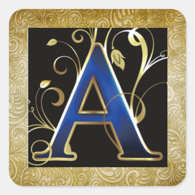 "A" Monogram Square Sticker (Front)