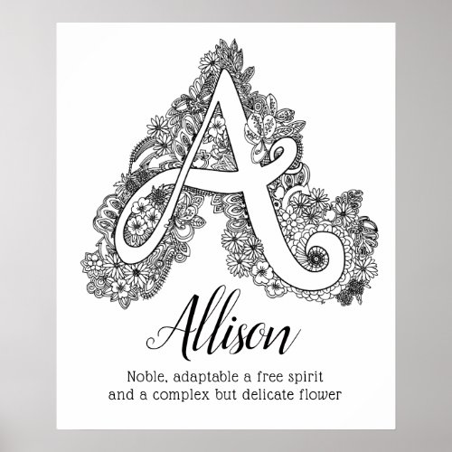 A monogram tangle art Allison name meaning Poster