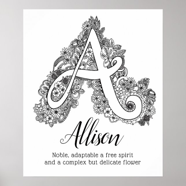 A monogram tangle art Allison name meaning Poster (Front)