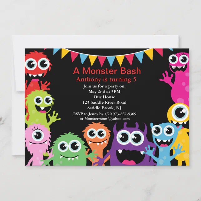 A Monster Bash Kids Birthday Invitation | Zazzle