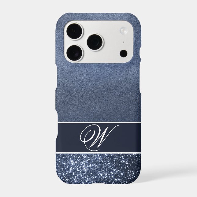 A MOODY BLUE , EDITABLE MONOGRAM Case-Mate iPhone CASE (Back)