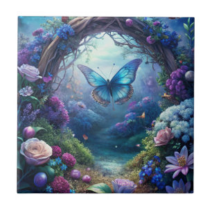 A Moonlit Butterfly Ceramic Tile