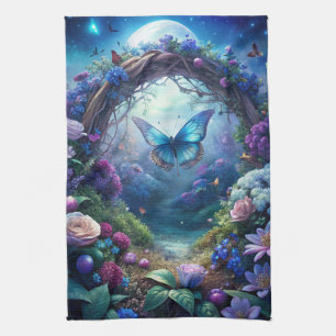 A Moonlit Butterfly Kitchen Towel