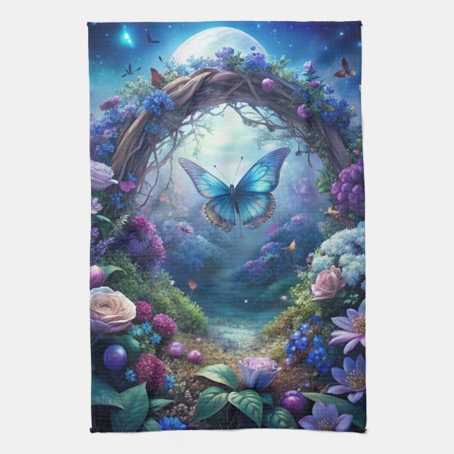 A Moonlit Butterfly Kitchen Towel (Vertical)