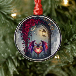 A Moonlit Invitation –Love Turns the Gears of Time Metal Ornament