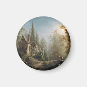 A Moonlit Night Over a Chapel and Riders - Rieger Magnet