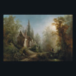 A Moonlit Night Over a Chapel and Riders - Rieger  Poster<br><div class="desc">"A Moonlit Night Over a Chapel and Riders" by Albert Rieger is a captivating nocturnal landscape that beautifully captures the tranquility of a moonlit evening. The painting depicts a serene countryside scene where a soft glow from the moon illuminates a quaint chapel and a group of riders traveling along a...</div>