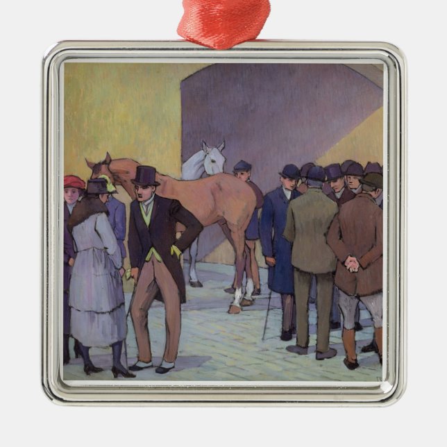 A Morning at Tattersall's (oil on canvas) Metal Ornament (Front)