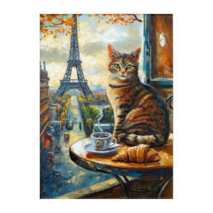 A Morning in Paris Tabby Cat at a Cafe Acrylic Print