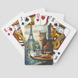 A Morning in Paris Tabby Cat at a Cafe Poker Cards