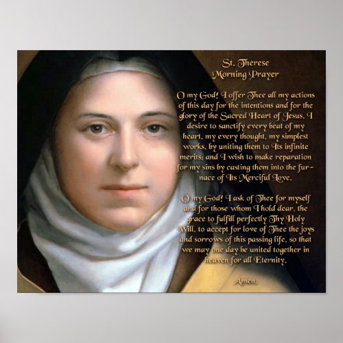 A MORNING PRAYER WRITTEN BY ST THERESE POSTER