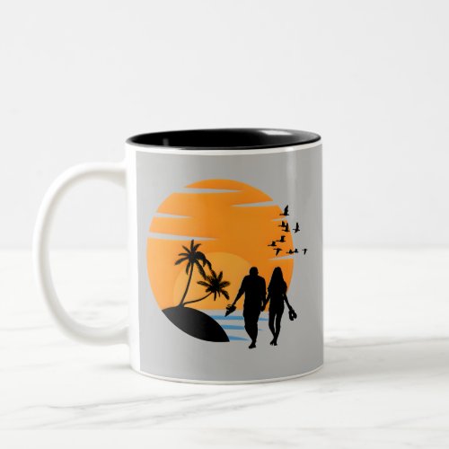 A Morning Walk on the Beach Two_Tone Coffee Mug