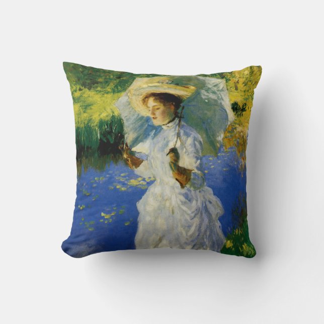 A Morning Walk Throw Pillow (Front)