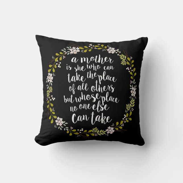 A Mother Is Everything Quote Woodland Wreath Throw Pillow (Front)