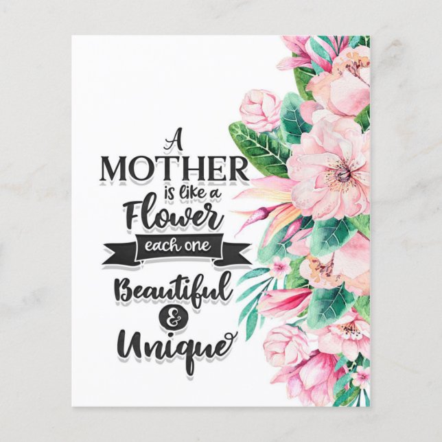 A Mother Is Like A Flower Gift, Mother's Day Gift Flyer (Front)