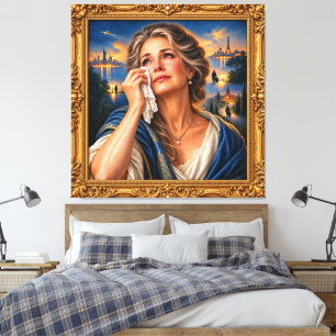 A Mother’s Longing — Elegant Gold-Frame Portrait Canvas Print