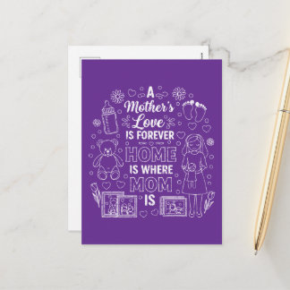 A Mother’s Love Is Forever & Home Is Where Mom Is  Holiday Postcard