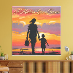 A Mother’s Love is Forever Sunset Silhouette Canvas Print