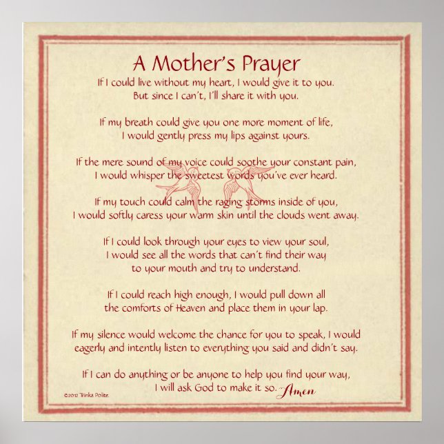 A Mother’s Prayer ©2012 by Trinka Polite (Poster) Poster (Front)