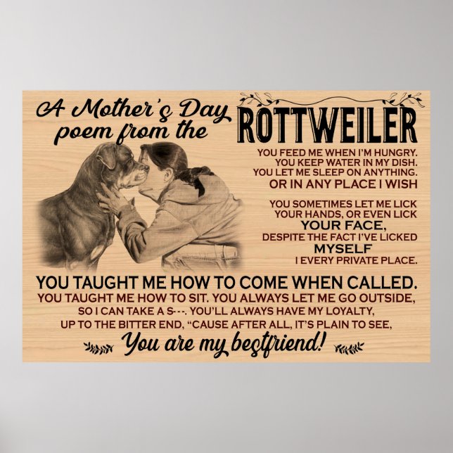 A mother's day poem from the rottweiler poster (Front)
