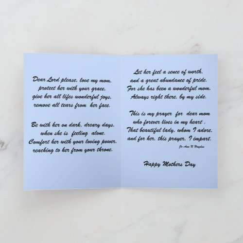 A MOTHERS DAY PRAYER card