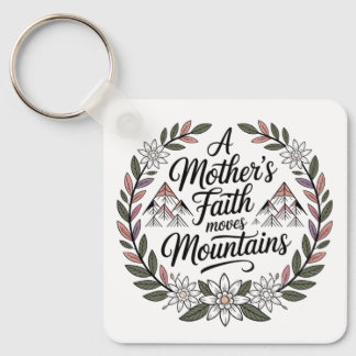 A Mother's Faith Moves Mountains Keychain