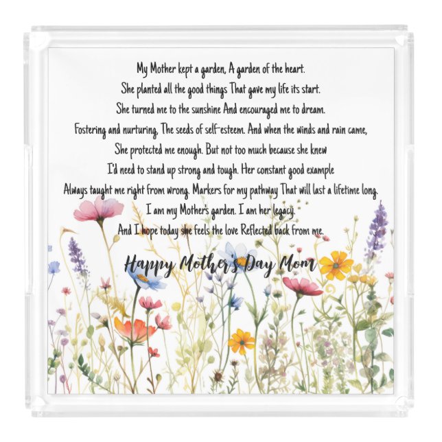 A Mother's Love: A Garden That Grows Forever Acrylic Tray (Front)