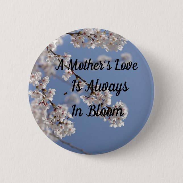 A Mother's Love, Beautiful, Cherry Tree Blossom Button (Front)