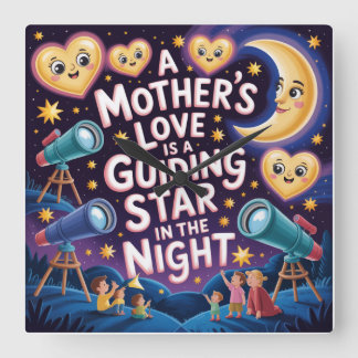 A Mother's Love Is A Guiding Star In The Night Square Wall Clock