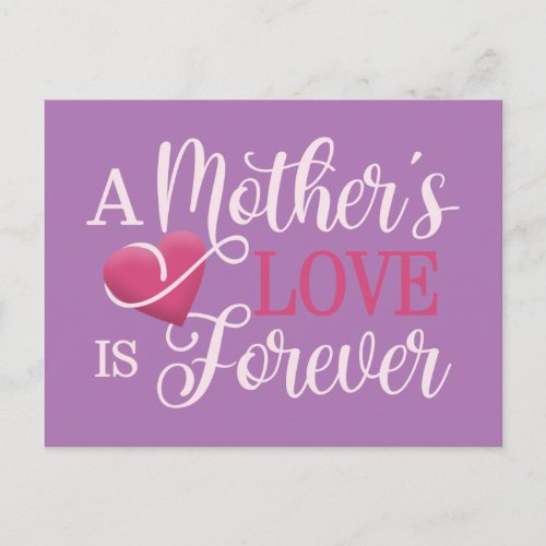 A Mothers Love is Forever Quote  Postcard