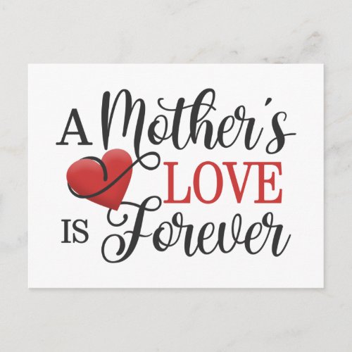 A Mothers Love is Forever Quote  Postcard