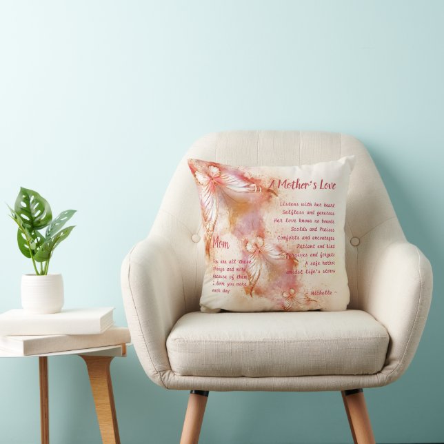 A Mother's Love Poem Verse Personalized Butterfly  Throw Pillow (Chair)