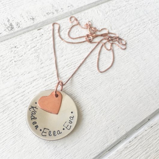 "A Mother's Love" Silver Disc Necklace (Front)