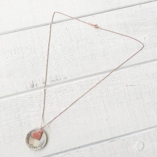 "A Mother's Love" Silver Disc Necklace  (Front)