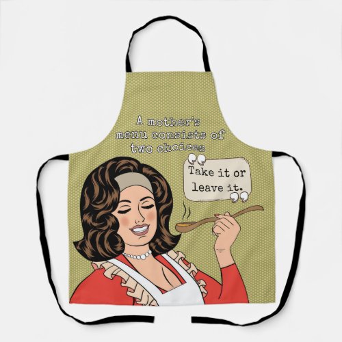 A mothers menu consists of two choices  apron