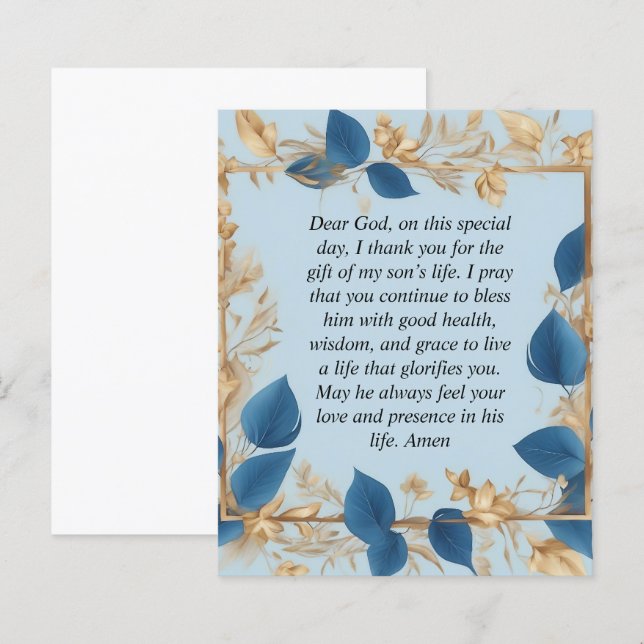 A Mother's Prayer for her Son (Front/Back)