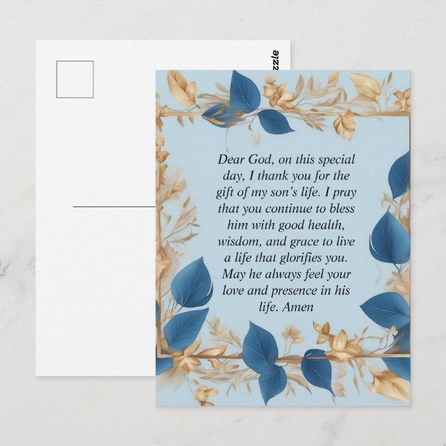 A Mother's Prayer for her Son Postcard (Front/Back)