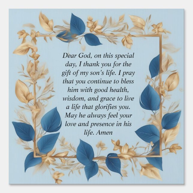A Mother's Prayer for her Son Sign (Front)