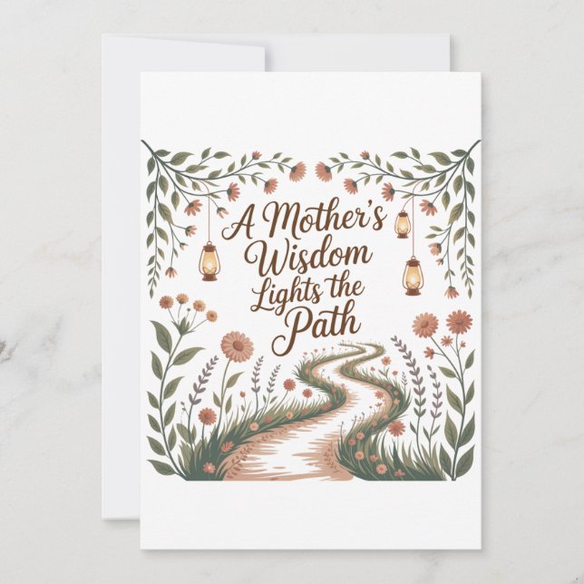 A Mother's Wisdom Lights The Path Holiday Card (Front)