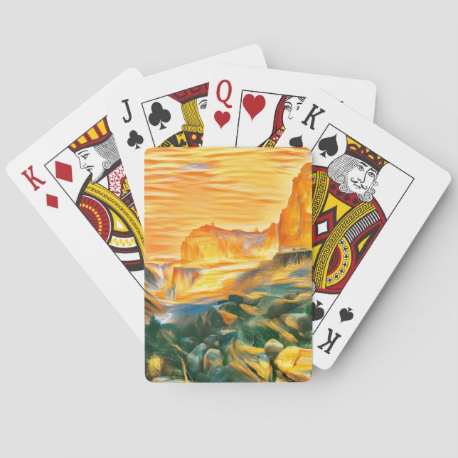 A mountain landscape with a bridge  poker cards (Back)